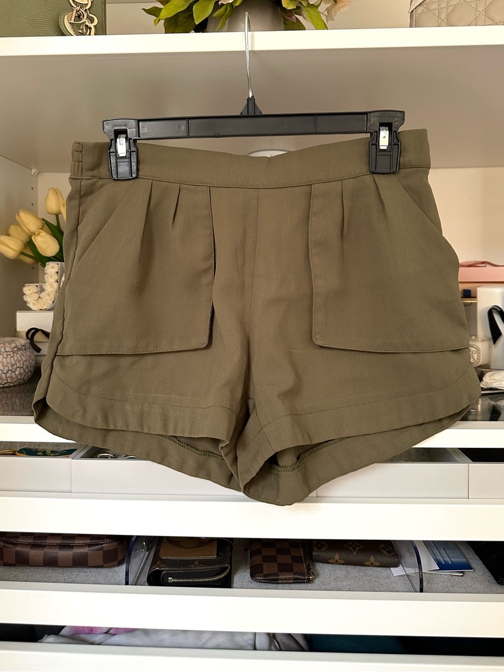 Charlotte Russe Olive Green Elasticated Waist Utility Shorts